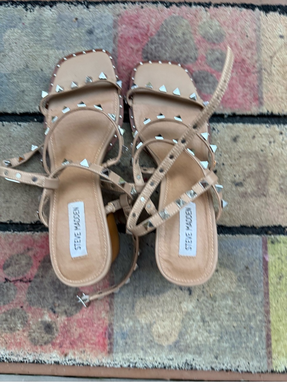 Steve Madden Beige Studded Strappy Heels